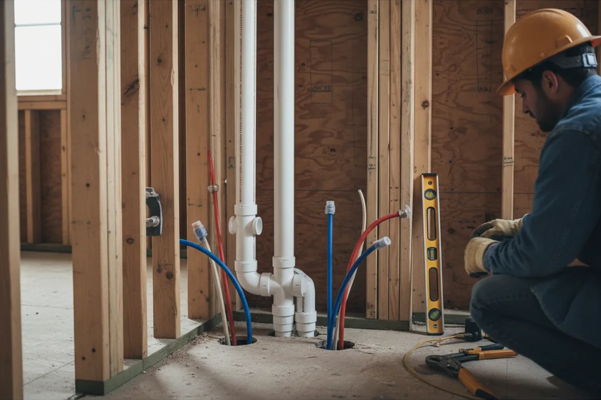 Drain and supply rough-in during Leak Detection in Crawford